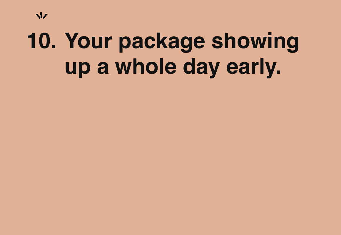 Your package showing up a whole day early. — card 10 of the 1000 little things list