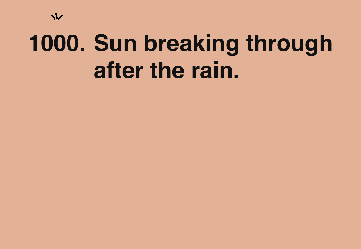 Sun breaking through after the rain. — card 1000 of the 1000 little things list