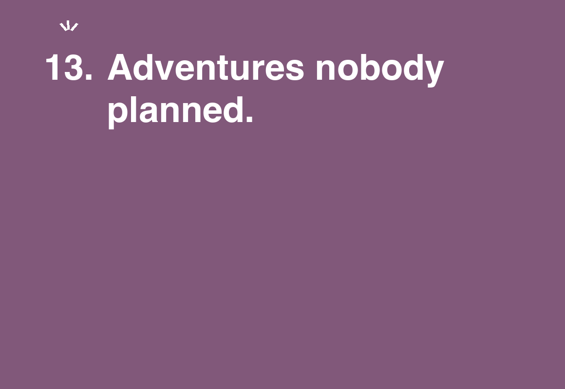 Adventures nobody planned. — card 13 of the 1000 little things list