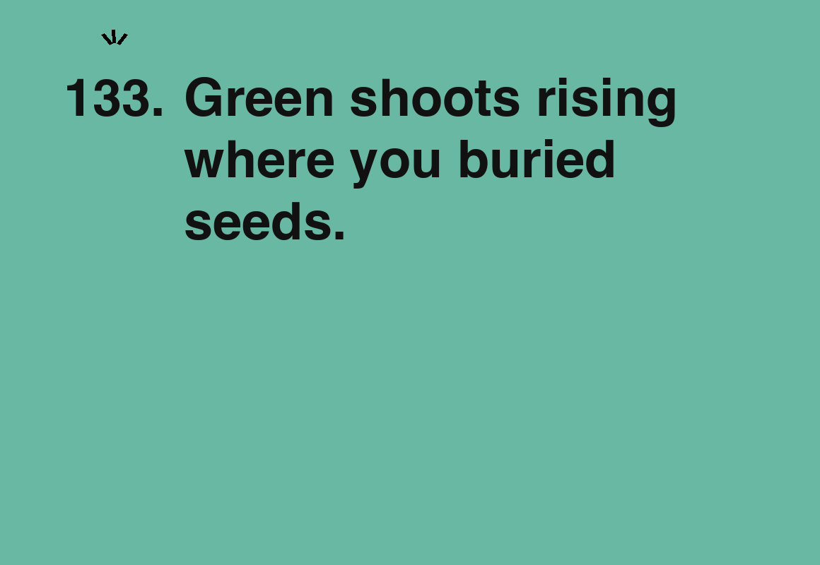 Green shoots rising where you buried seeds. — card 133 of the 1000 little things list
