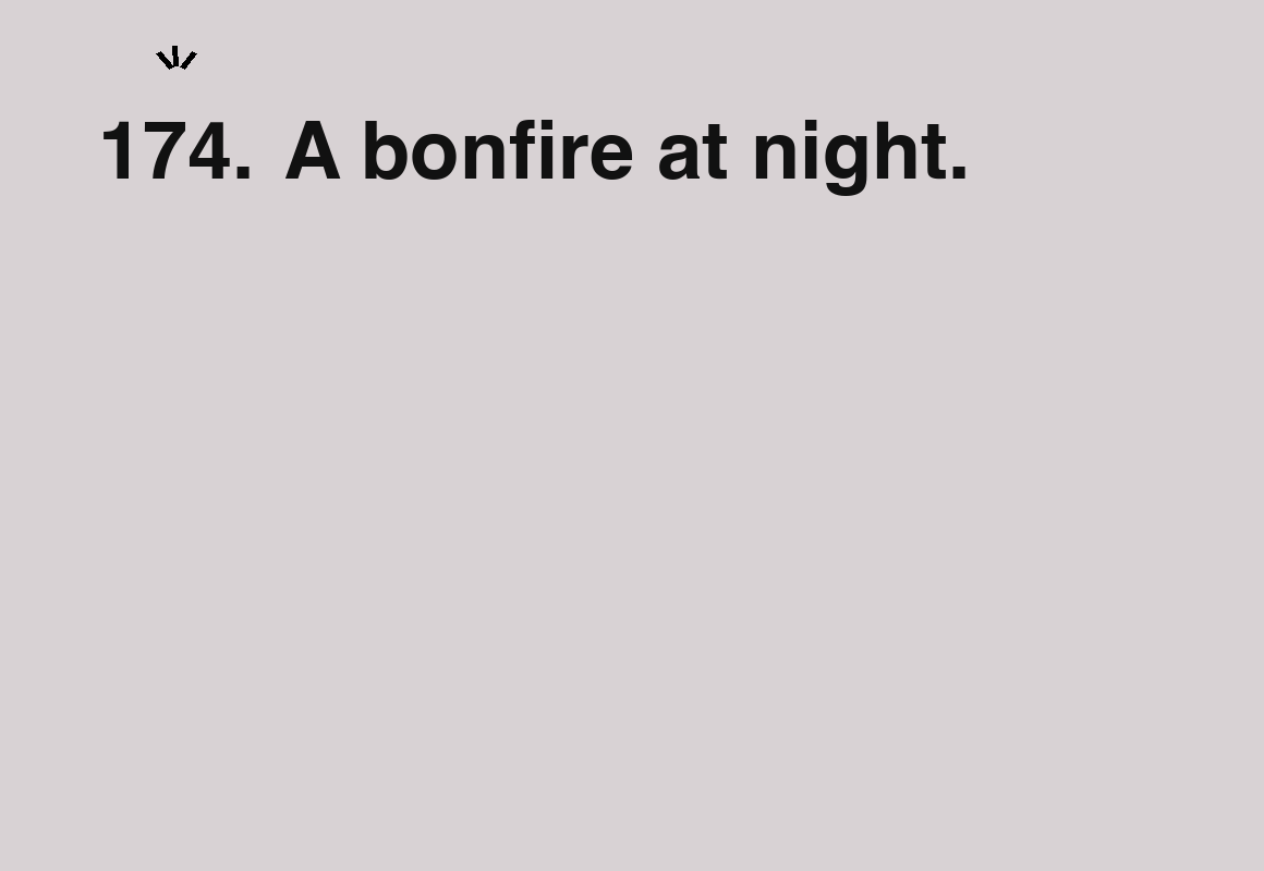 A bonfire at night. — card 174 of the 1000 little things list