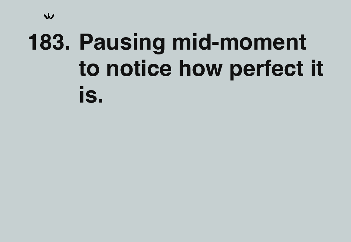 Pausing mid-moment to notice how perfect it is. — card 183 of the 1000 little things list