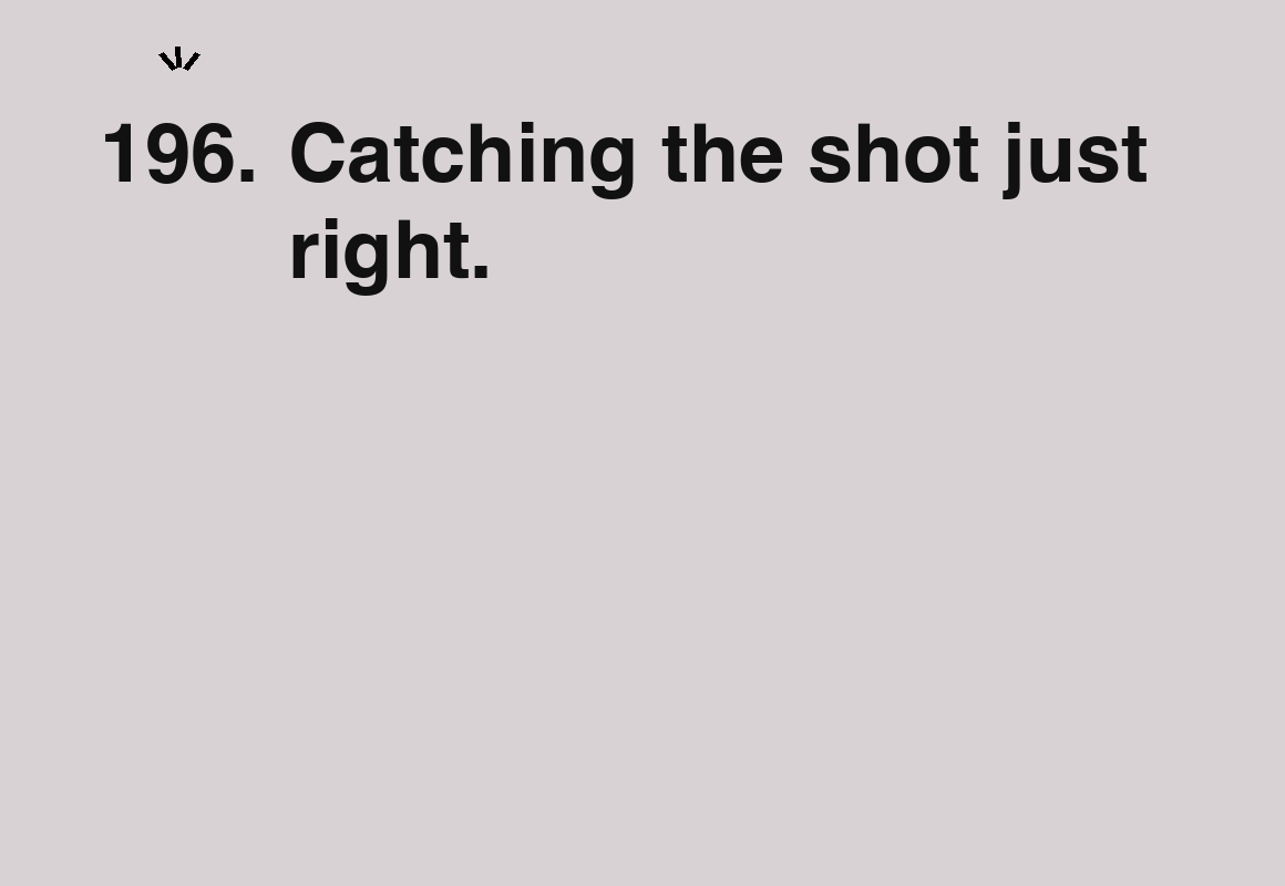 Catching the shot just right. — card 196 of the 1000 little things list