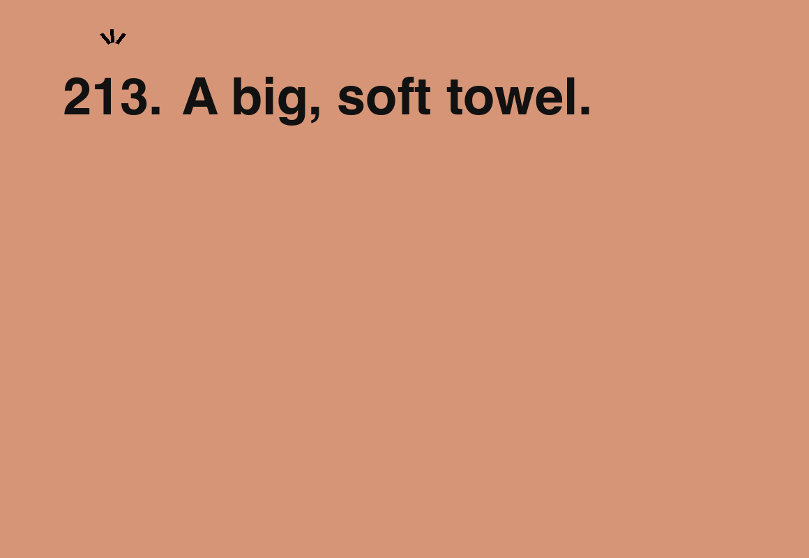 A big, soft towel. — card 213 of the 1000 little things list