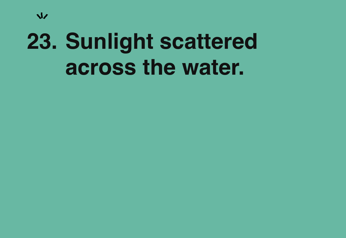 Sunlight scattered across the water. — card 23 of the 1000 little things list