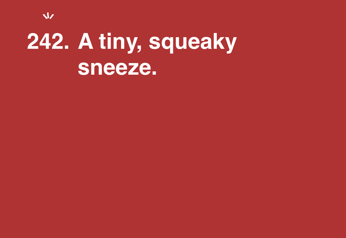 A tiny, squeaky sneeze. — card 242 of the 1000 little things list