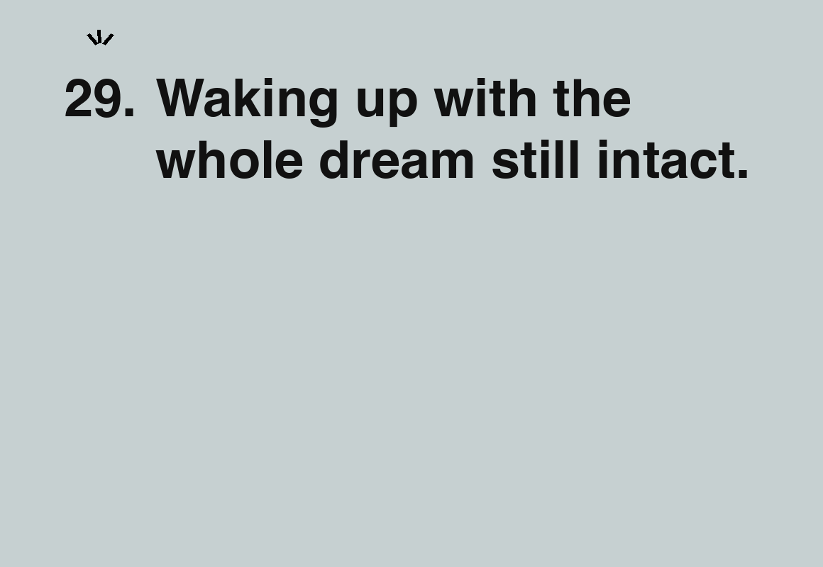 Waking up with the whole dream still intact. — card 29 of the 1000 little things list