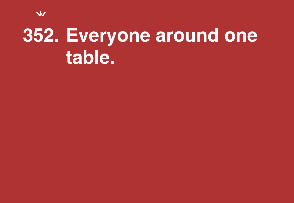 Everyone around one table. — card 352 of the 1000 little things list