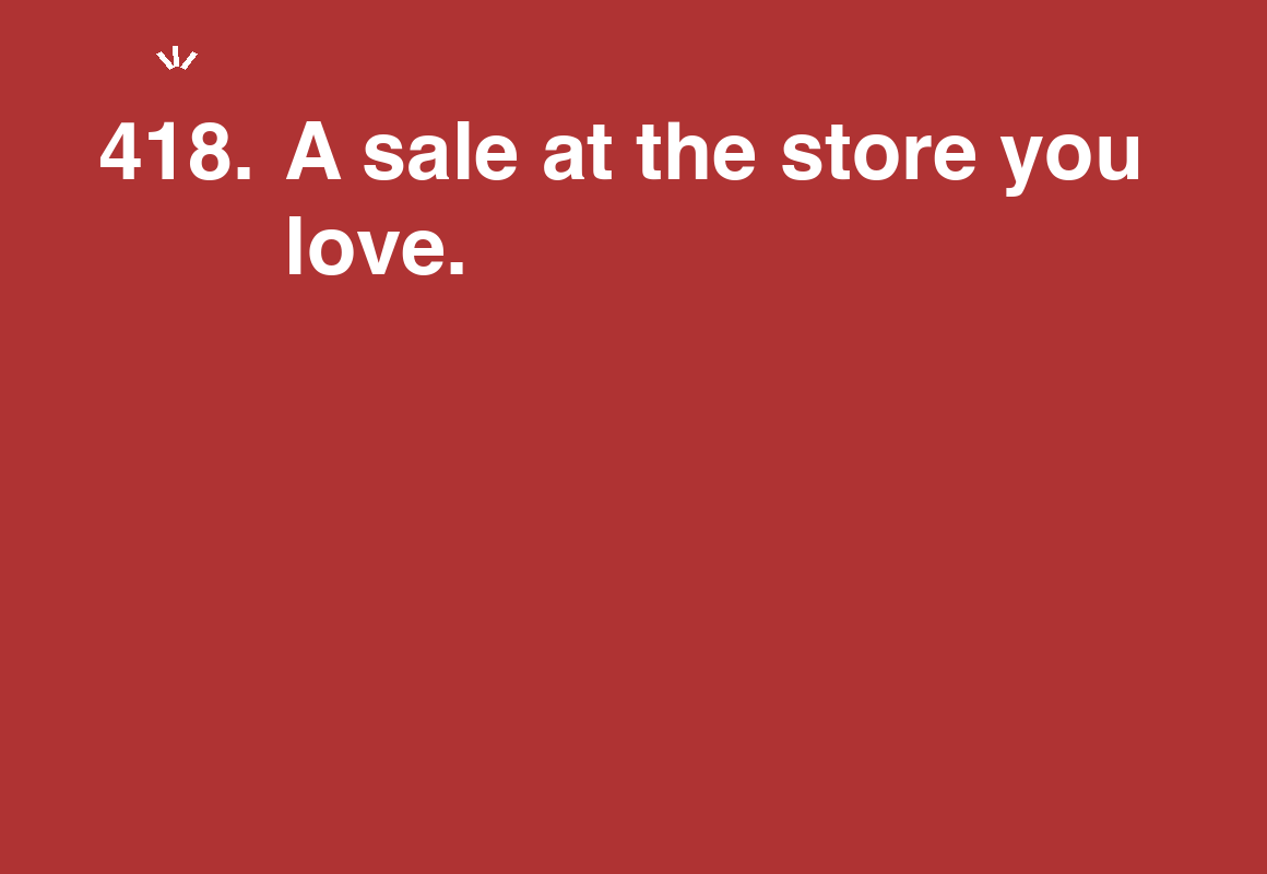 A sale at the store you love. — card 418 of the 1000 little things list