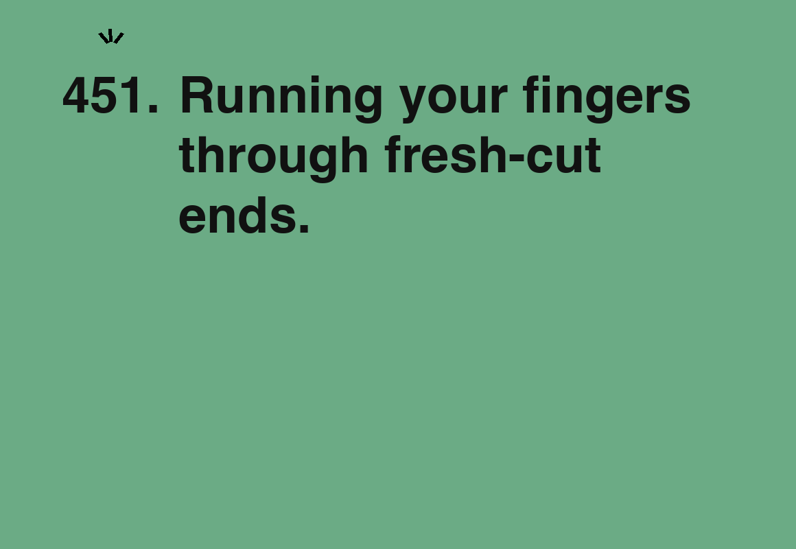 Running your fingers through fresh-cut ends. — card 451 of the 1000 little things list
