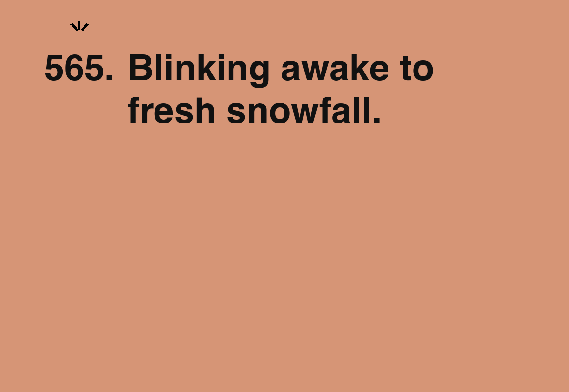 Blinking awake to fresh snowfall. — card 565 of the 1000 little things list