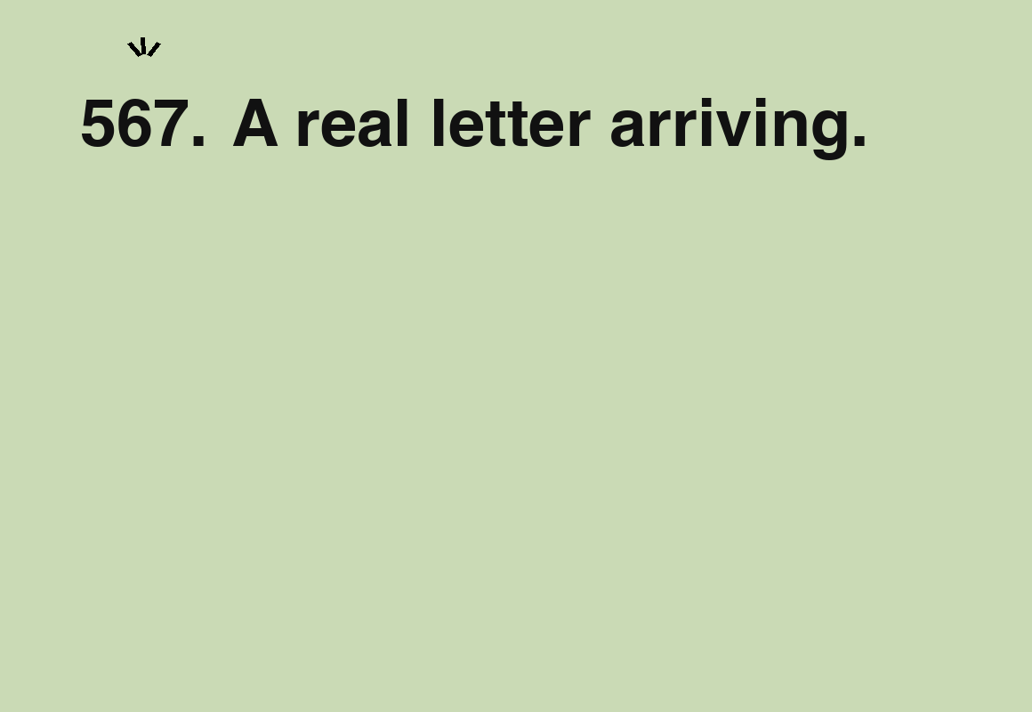 A real letter arriving. — card 567 of the 1000 little things list