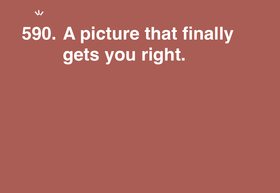 A picture that finally gets you right. — card 590 of the 1000 little things list