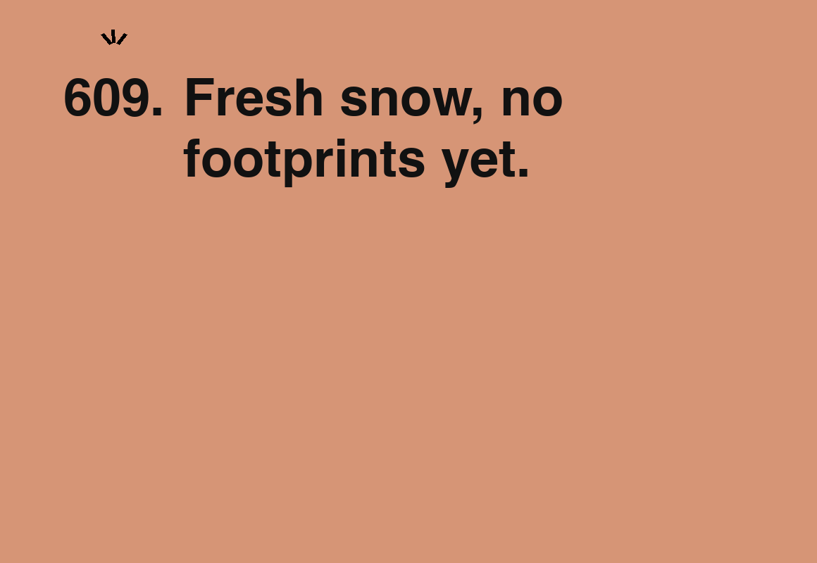 Fresh snow, no footprints yet. — card 609 of the 1000 little things list