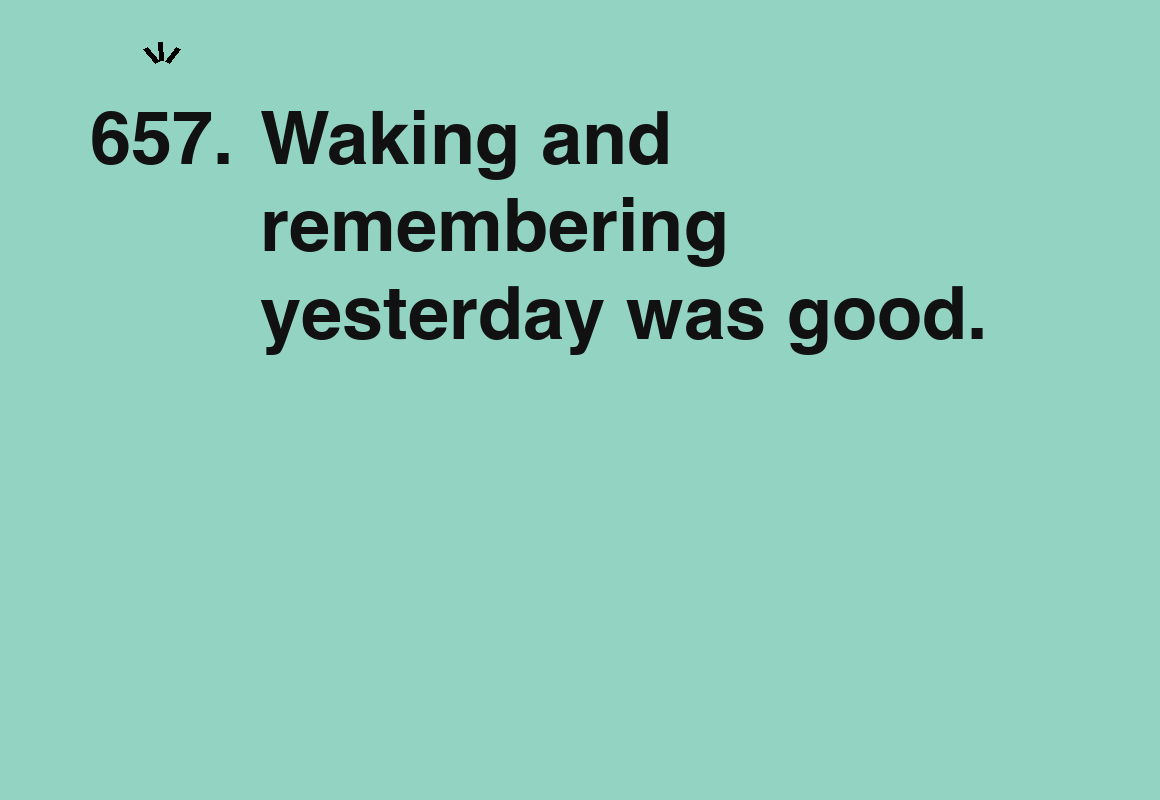 Waking and remembering yesterday was good. — card 657 of the 1000 little things list