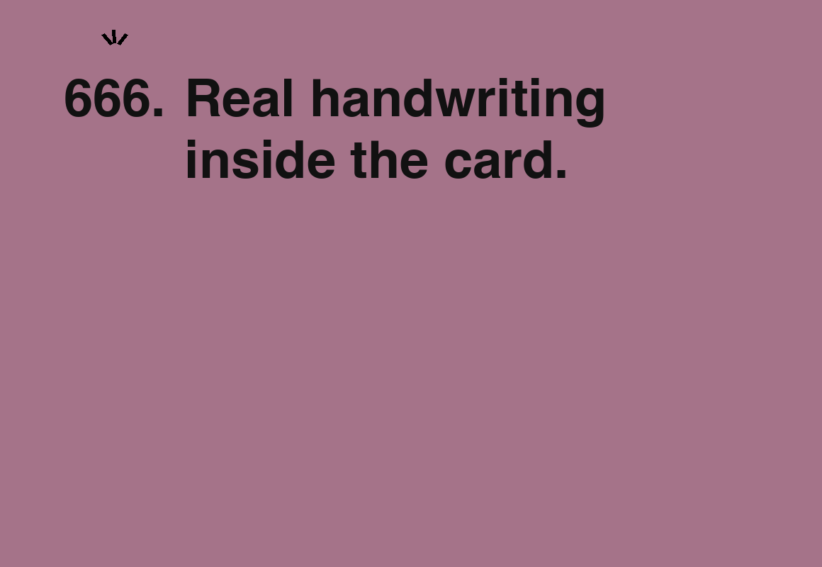 Real handwriting inside the card. — card 666 of the 1000 little things list