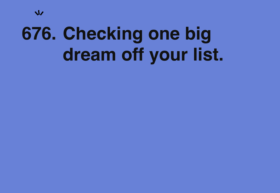 Checking one big dream off your list. — card 676 of the 1000 little things list
