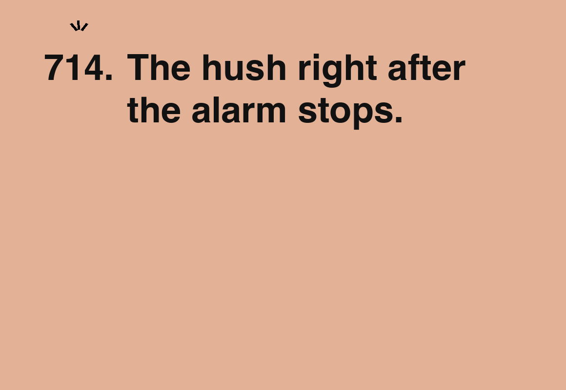 The hush right after the alarm stops. — card 714 of the 1000 little things list