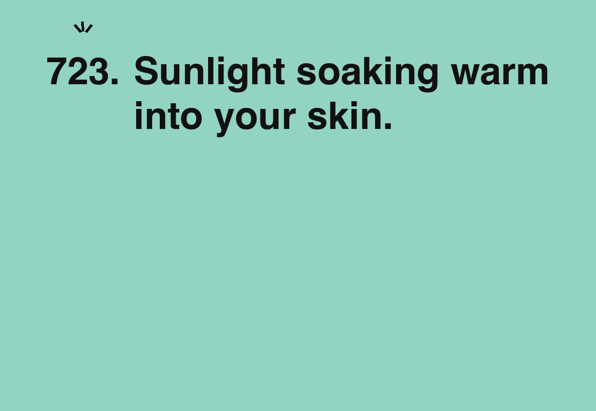 Sunlight soaking warm into your skin. — card 723 of the 1000 little things list