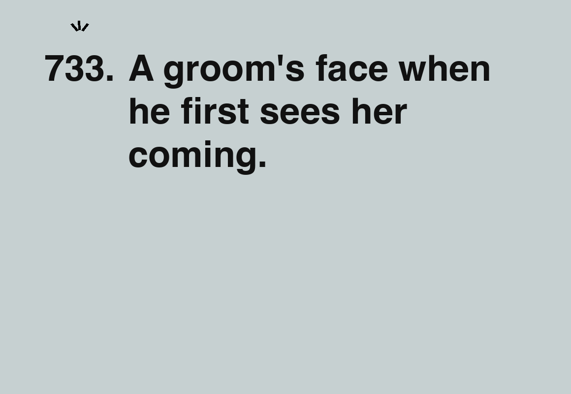 A groom's face when he first sees her coming. — card 733 of the 1000 little things list