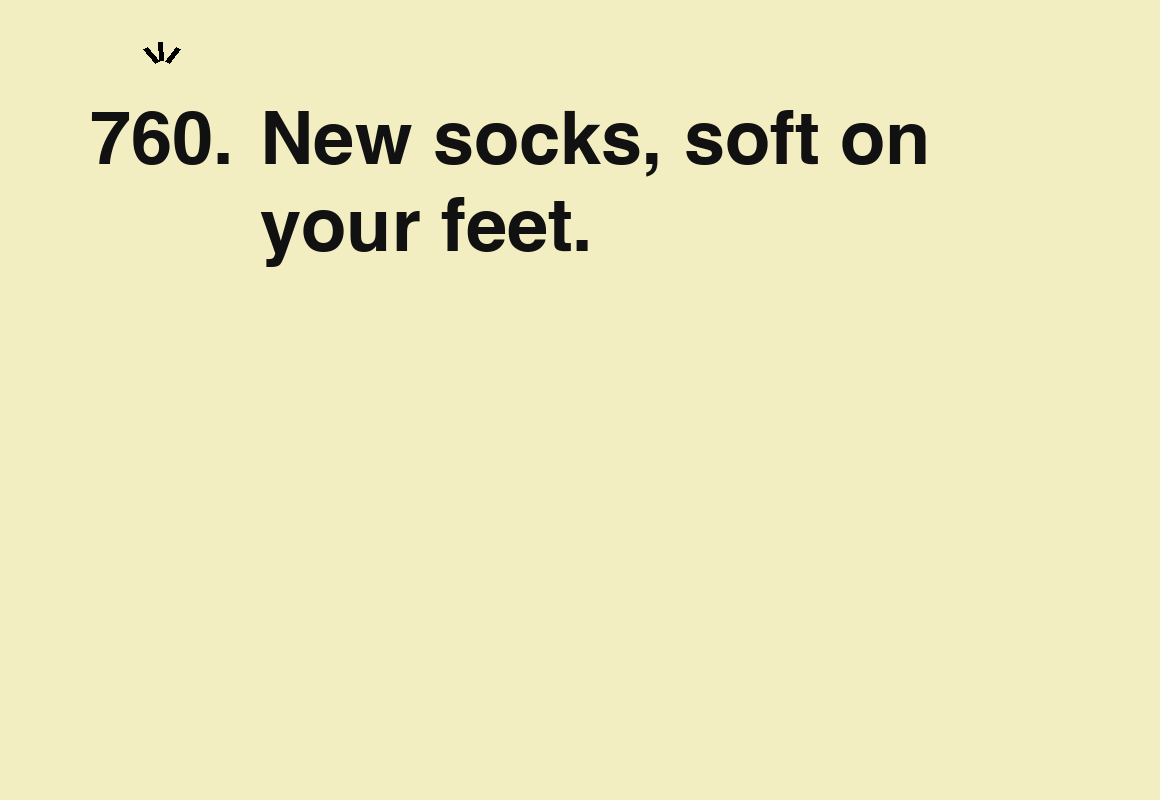 New socks, soft on your feet. — card 760 of the 1000 little things list