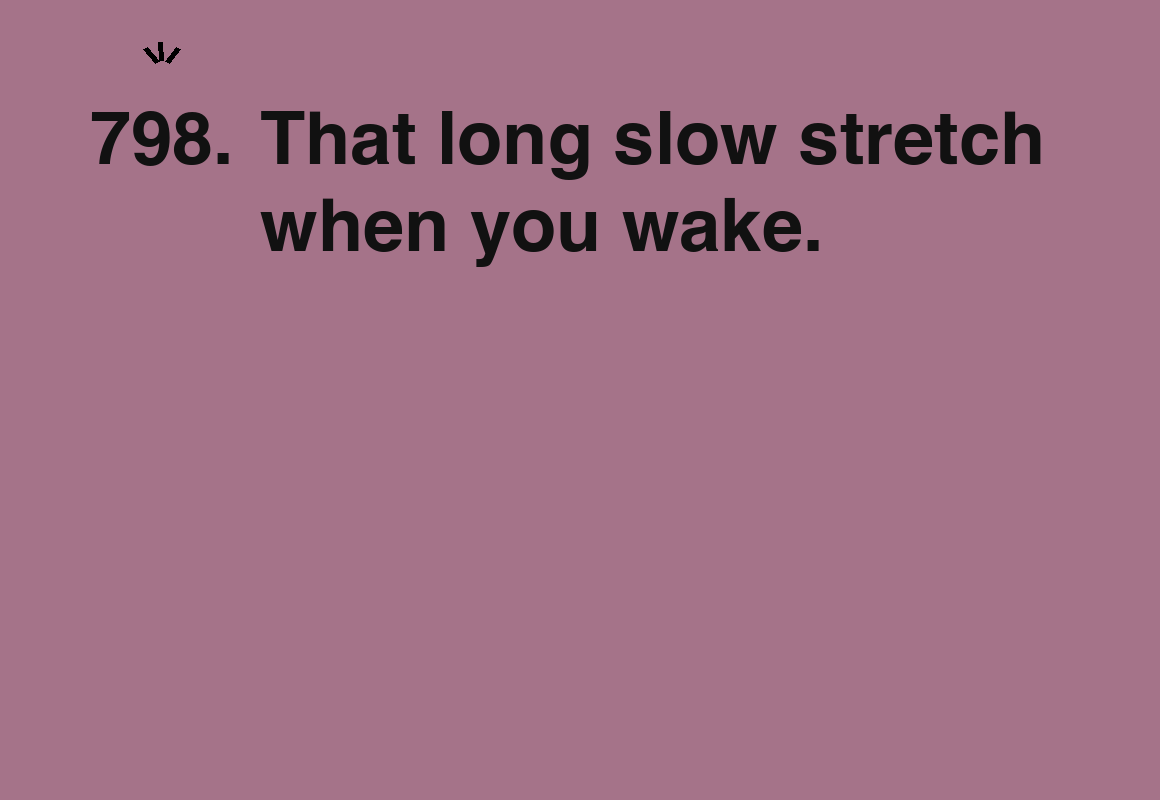 That long slow stretch when you wake. — card 798 of the 1000 little things list