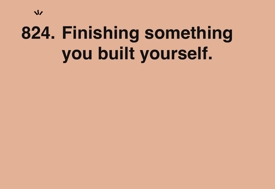 Finishing something you built yourself. — card 824 of the 1000 little things list