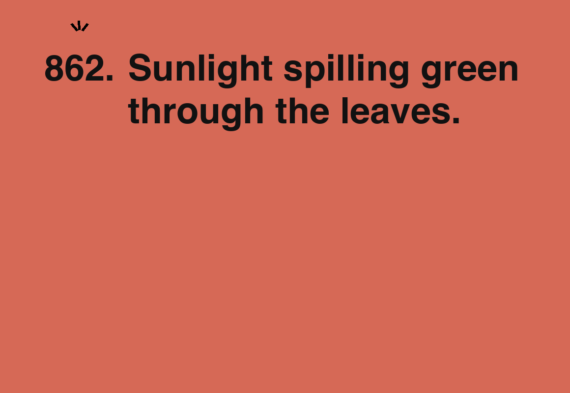 Sunlight spilling green through the leaves. — card 862 of the 1000 little things list