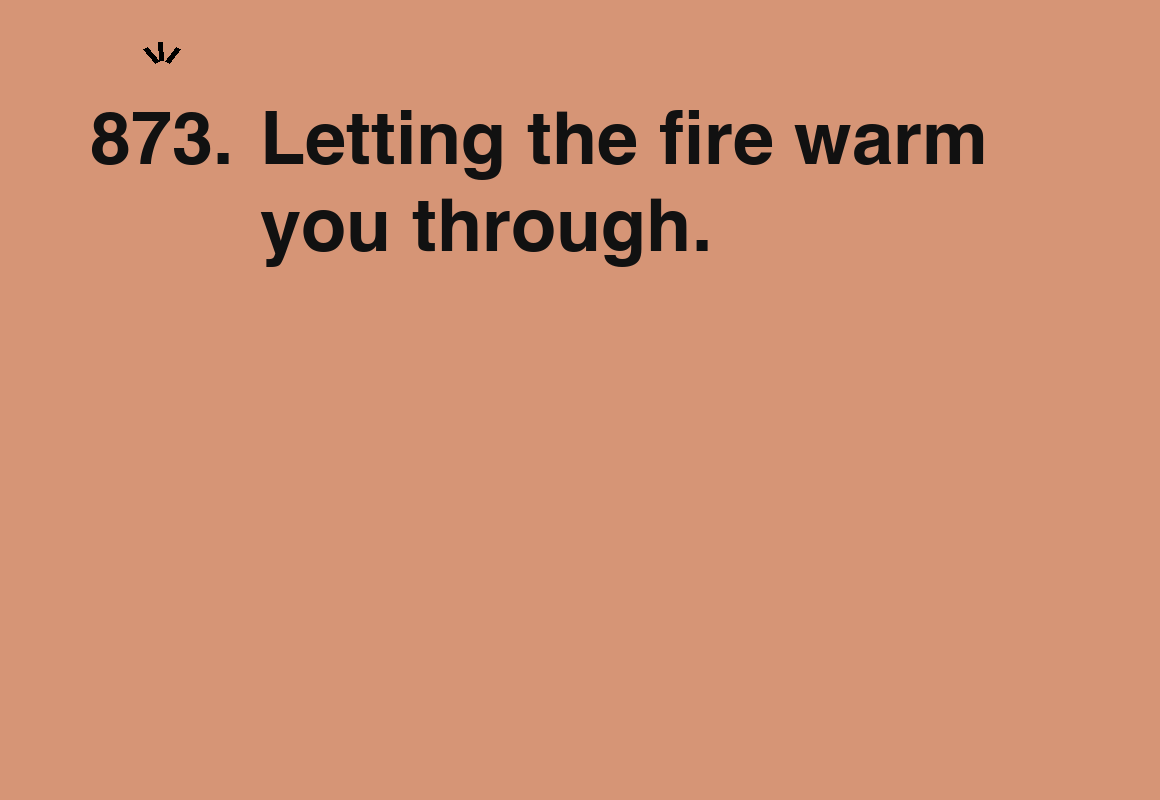 Letting the fire warm you through. — card 873 of the 1000 little things list