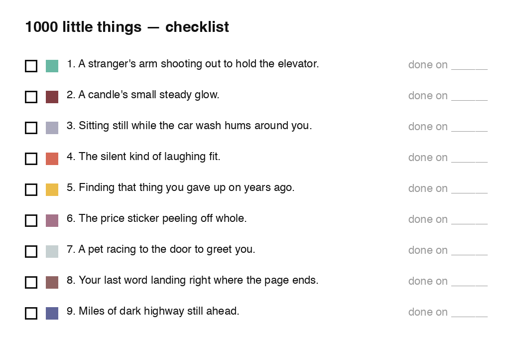 Preview of the printable 1000 little things PDF checklist